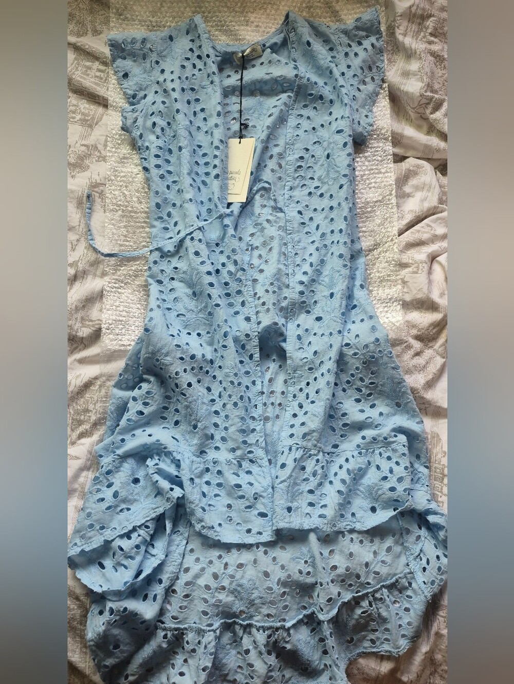 La Piccola Creativa Blue Eyelet Duster Dress/kimono/cardigan